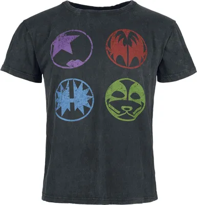 Produktbild von Kiss T-Shirt Herren Band Icons anthrazit Band-Merch, Bands 100% Baumwolle S