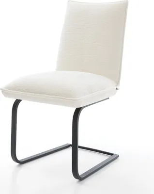 Produktbild von DELIFE Freischwinger Lelio-Flex Bouclé Soft Beige Freischwinger flach Schwarz Taschenfederkern