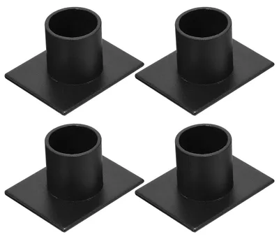 Kerzenhalter-Set, 4 Stück, quadratisch, Eisen, schwarz, für Taper-Kerzen