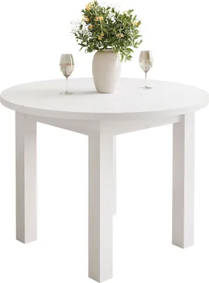 Produktbild von OLEA Esszimmerset Tisch + 4 Stühle weiß/weiß + weiß/weiß 100 cm