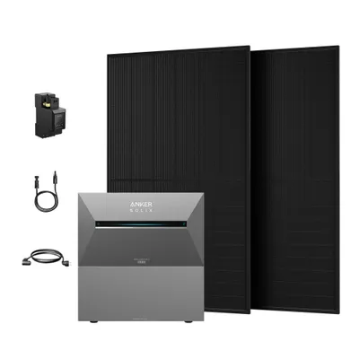 Produktbild von Powerness Balkonkraftwerk mit Speicher,Anker SOLIX Solarbank 3 E2700 Pro und BP2700 Erweiterungsakku und 2x 500W Bifazial PV Panel & Smarter Zähler