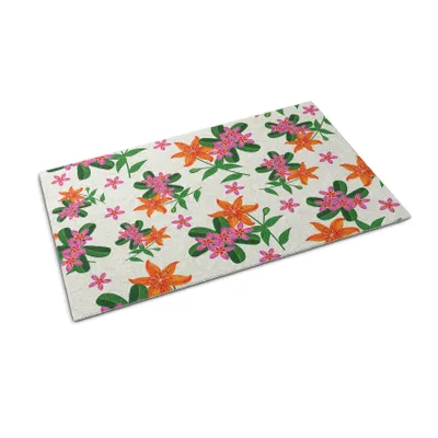Obrázek produktu pro Rohožka před dveře - Podložka na zachytávání nečistot- Protiskluzová vnitřní venkovní rohožka - 60x40 cm - Květinový vzor