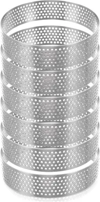 Immagine prodotto di 6 stampi per tartellette forate, con bordo, piccoli, per torte e muffin, 8 cm