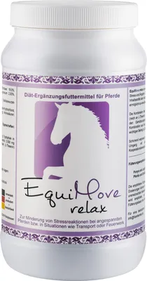 Produktbild von EquiMove relax - Zur Minderung von Stressreaktionen bei angespannten und nervösen Pferden mit Baldrian- und Grüntee-Extrakt (L-Theanin), Tryptophan, B6 und Inositol