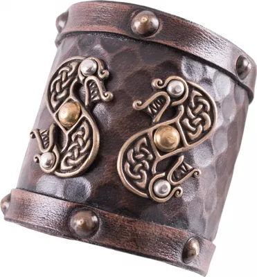 Produktbild von Armschützer aus Leder mit Zweiköpfigen Drachen
