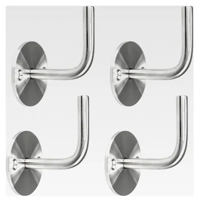 Produktbild von Handlaufhalter Wandhalterung Handlaufstütze Rohrhalter Geländerhalterung - 4 x Handlaufträger 69 x 70 mm flach zur Wandmontage mit 2-Loch Befestigung für Edelstahlgeländer
