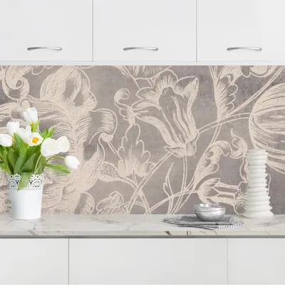 Produktbild von Küchenrückwand Muster selbstklebend - 0.65 mm Wandpaneel wasserfest Design grau Vintage Spritzschutz fugenlos