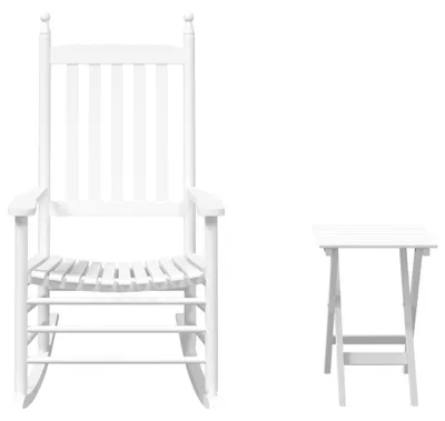 Produktbild von vidaXL Schaukelstuhl mit Klapptisch Weiß Massivholz Pappel