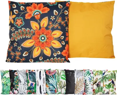 Produktbild von JACK Outdoor Lounge Kissen 45x45cm Motiv Dekokissen inkl. Füllung Wasserfest Sitzkissen Garten Stuhl, Farbe:Sommertraum