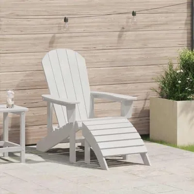 Produktbild von Weißer Adirondack-Gartenstuhl aus HDPE, 82 x 74 x 92 cm, für Terrasse und Garten