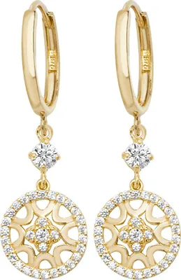 Produktbild von Elegante 9 Karat (375) Gold Damen - Paar Ohrringe mit Zirkonia - 33mm*10mm; TRS20244
