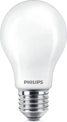 A Philips LED light bulb on a white background.