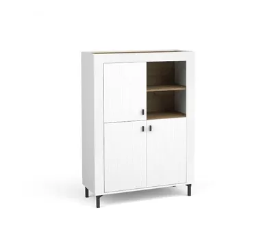 Produktbild von Kommode MORANO, 3-türiges Sideboard mit Stauraum, Moderner Wohnzimmerschrank, Elegante Kommode für Wohnzimmer, Esszimmer, Flur Weiß