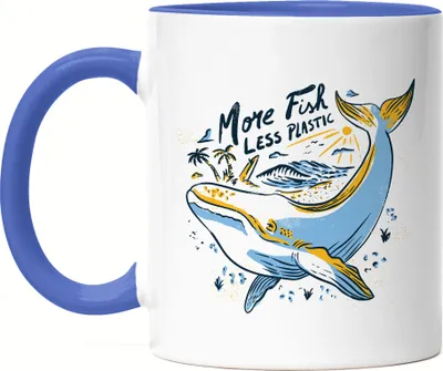 Produktbild von More Fish Less Plastic Tasse Blau Naturschutz Umweltverschmutzung Ozean