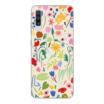 Produktbild von MuchoWow® Handyhülle Schutzhülle Hülle für Samsung Galaxy A70 Blumen - Muster - Pflanzen Silikon Softcase Handy Hülle - Schutzhaube