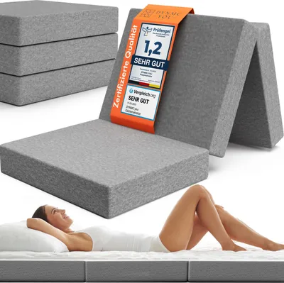 Produktbild von Klappmatratze Faltbar Extra Dick - Gästematratze Klappbar für Bequemen Schlaf - Gästebett Klappbar als Klappbett - Faltmatratze Indoor & Outdoor - Matratze Einfacher Aufbau - Reisematratze Futon