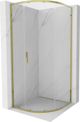 Image de Mexen Exo cabine de douche semi-circulaire coulissante 90 x 90 cm, transparent, dorée - 8131-090-090-50-00