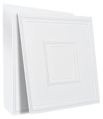 Image de VEVOR Carreaux de plafond, paquet de 12 24 x 24 pouces, carreaux de plafond suspendus en feuille de PVC de haute qualité, installation/découpe facile, carreaux de plafond en plastique à coller, revêtement de plafond