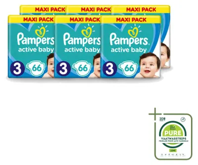 Immagine prodotto di 6 pannolini Pampers Active Baby-Dry, taglia 3 (6–10 kg) - confezione grande - 6 pezzi