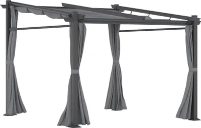 Produktbild von Outsunny Pergola 2,97 x 2,95 m Gartenpavillon mit Sonnendach, Seitenteilen