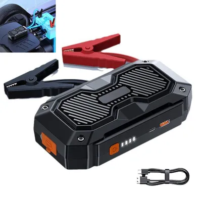 Produktbild von Starthilfe Powerbank für Pkw mit Kompressor, 800A 10000mAh Auto Starthilfe Powerbank für All Benzin und 14.0L Dieselmotor, LED-Licht, 9x17cm