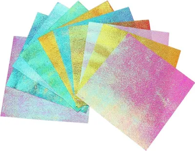 Produktbild von 100 Blatt Glänzendes Origami-Papier – 10 Farben, Schillerndes Quadratpapier für Bastelprojekte und Dekoration