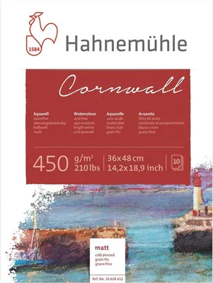 Produktbild von Hahnemühle Cornwall Aquarellblock - 450 g/m² - matt - 36 x 48 cm - 10 Blatt