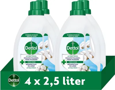 Produktbild von Dettol Antibakterielles Desinfektionsmittel für frische Wäsche – 4 x 2,5 l – Wäschezusatz – Vorteilspackung