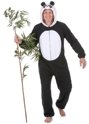 Produktbild von Panda-Herrenkostüm schwarz-weiss - Einheitsgröße