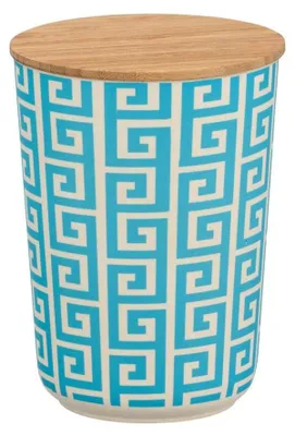 Immagine prodotto di Barattolo sostenibile Edge, contenitore con coperchio in bambù, ermetico, motivo decorativo, per caffè, pasta, farina, zucchero e altro, grande (700 ml)