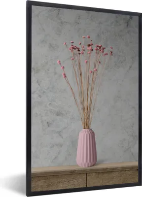 Produktbild von MuchoWow® Gerahmtes Poster Blumen - Vase - Stilleben 60x90 cm - Poster mit Schwarzem Bilderrahmen Wandposter Rahmen Foto Bilder - Kunst