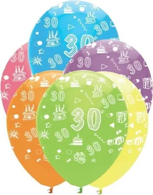 Produktbild von 6 bunte Luftballons zum 30. Geburtstag