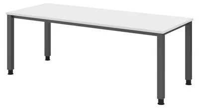 Produktbild von bümö Schreibtisch Serie-Q - Nachbildung: Weiß, Gestell: Graphit, Größe:  200 x 80 cm