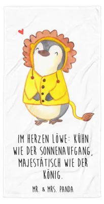 Produktbild von Mr. & Mrs. Panda Handtuch Löwe Astrologie - Weiß - Geschenk, Großes Badehandtuch, Strandtuch, Saugstarkes, Baumwollhandtuch, Sternzeichen, Tierkreiszeichen