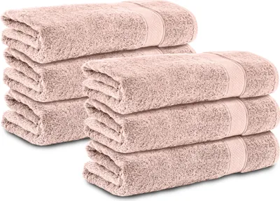 Produktbild von Komfortec 6er Handtücher 50x100 cm Set aus 100% Baumwolle, 470g/m², Frottee, Weich, Rosa