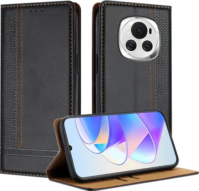 Obrázek produktu pro Pouzdro pro Honor Magic6 kožené flipové pouzdro s funkcí stojánku černé
