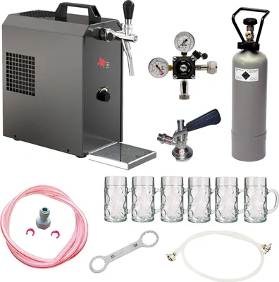 Produktbild von Kompletny zestaw - Nalewak do piwa - JET 30, dystrybutor do piwa, chłodziarka do piwa 1-liniowa, 35 litrów/h, w tym szklanki do piwa ISAR 0,5 litra, 6 szt., KEG: NC Adapter