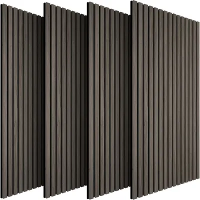 Obrázek produktu pro tectake Akustické panely, sada 4 ks Sonic Wall II MDF dýha z pravého dřeva Zvukově izolační obložení stěn 110 x 50 cm dub šedý Zvuková izolace