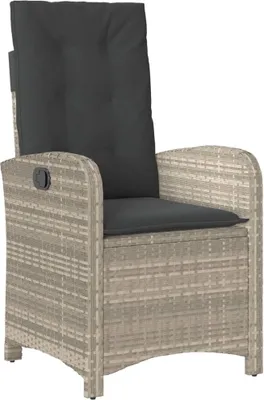 Immagine prodotto di vidaXL Poltrona da giardino con cuscino regolabile in Poly Rattan grigio chiaro