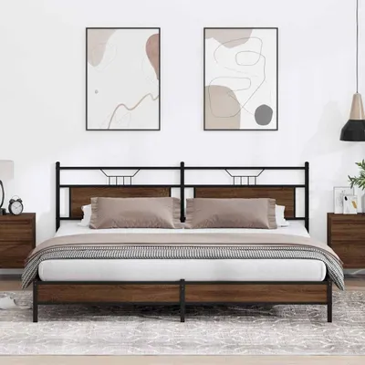 Image de Maison Exclusive - Lit en métal sans matelas, aspect chêne brun, 193 x 201 cm