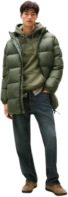 Produktbild von Tommy Jeans Herren Pufferjacke Essential Down Parka mit Kapuze, Grün (Pewter Gre