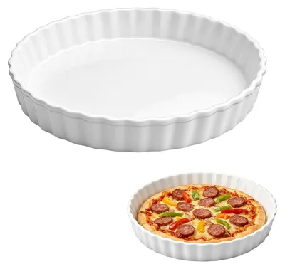 Keramik-Quicheform 26 cm, rund, antihaftbeschichtet, weiß