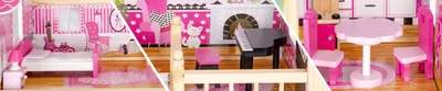 Obrázek produktu pro Dřevěný domeček pro panenky nábytek osvětlení LED ECOTOYS