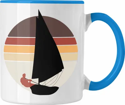 Produktbild von Trendation - Windsurfer Tasse Geschenk Sonnenuntergang Retro Geschenkidee für Windsurfer (Blau)