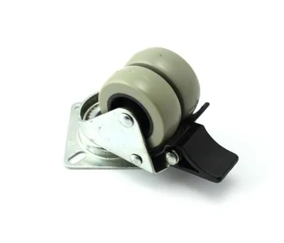 Obrázek produktu pro Dvojité otočné kolečko s brzdou / průměr: 50 mm / rozměry desky: 60 x 60 mm