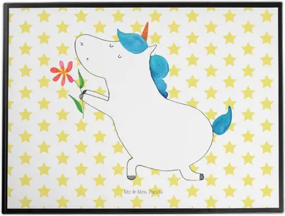 Produktbild von Mr. & Mrs. Panda Schreibunterlage Einhorn Blume - Weiß - Geschenk, Tischschoner, malunterlagen, schreibmatte, schreibtischunterlage, Unicorn, Heiraten, Liebe, Ehe