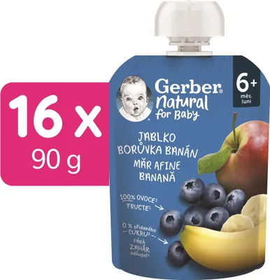 Image de GERBER Natural capsule pomme, myrtille et banane 16×90 g