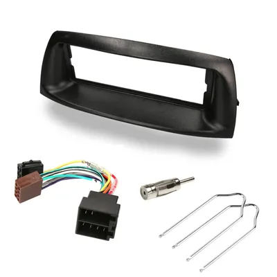 Produktbild von Audioproject A374-10 - Radioblende SET 1-DIN für FIAT Punto Typ 188 Bj. 1999 - 2007 Radioadapter Eintriegelung Antennenadapter ISO DIN Einbau-Rahmen Auto-Radio Blende schwarz
