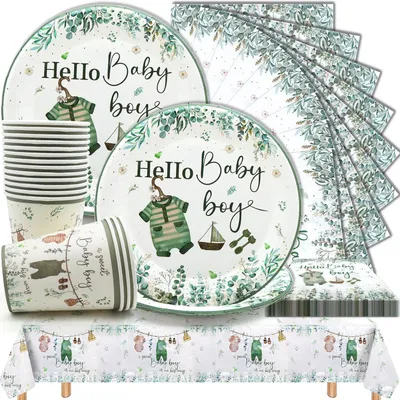 Produktbild von 53 Teile Baby Shower Dekoration - Gender Reveal Tischdekoration für 16 Gäste