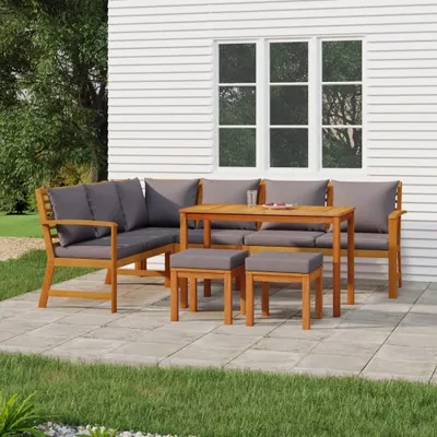 Obrázek produktu pro Maison Exclusive - 7dílný zahradní jídelní set s poduškami masivní akáciové dřevo